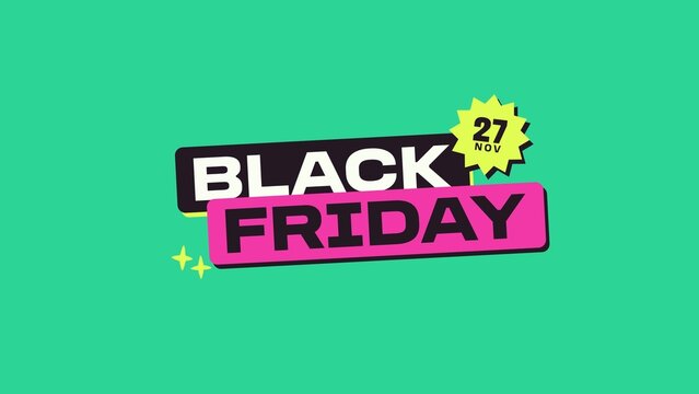 Sticker Slap Sales Titles / Bold Colorful Stacked Black Friday Text With a Date Badge for Retail Promos, Online Ads and Social Media / Horizontal / Part 09