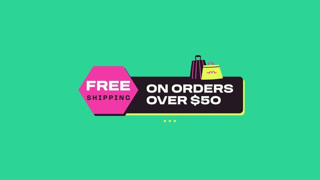 Sticker Slap Sales Titles / Bold Colorful Free Shipping Hexagon With Shopping Bags for Retail Promos, Online Ads and Social Media / Horizontal / Part 08