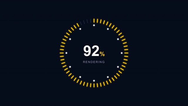 Futuristic circular loading progress bar with percentage and alpha channel