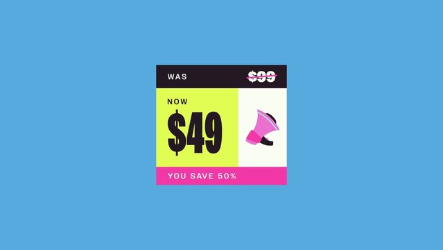 Bento Blocks Sales Titles / Bold Colorful Price Drop Comparison With a Megaphone for Retail Promos, Online Ads and Social Media / Horizontal / Part 02