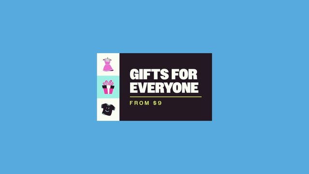 Bento Blocks Sales Titles / Bold Colorful Gift Guide With Clothing Icons and a Sidebar for Retail Promos, Online Ads and Social Media / Horizontal / Part 05