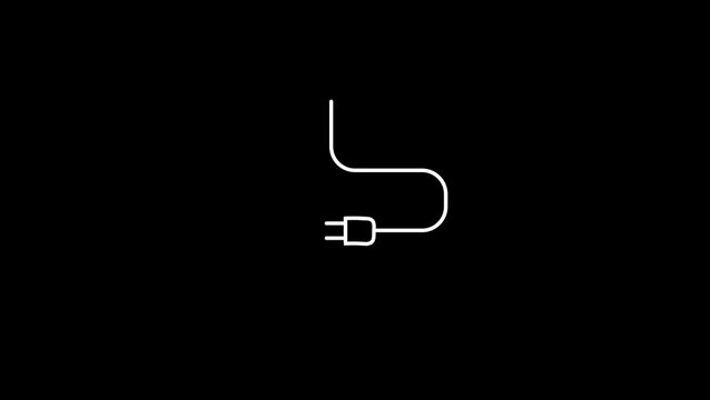 Electric power plug with wire cable vector line icon for energy concept.