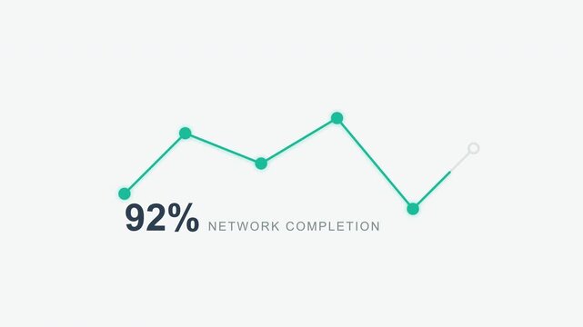 Digital network completion line graph progress with transparent background