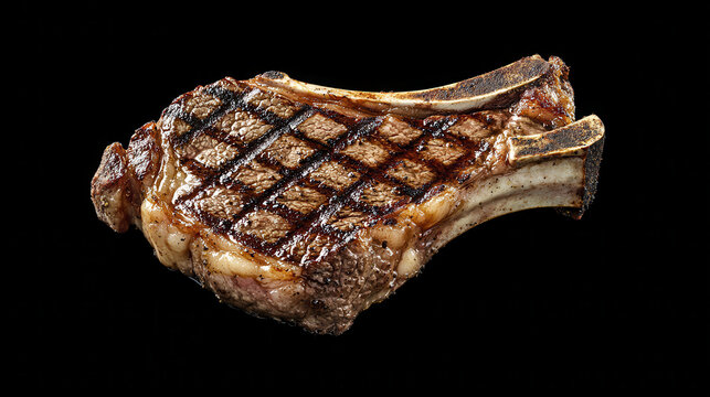 Grilled T bone steak with juicy texture and perfect grill marks, showcasing deliciousness and culinary artistry