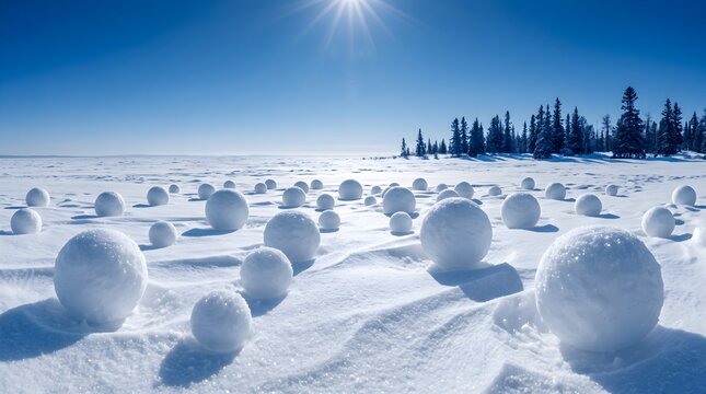 Winter landscape with snow covered trees and a bright blue sky