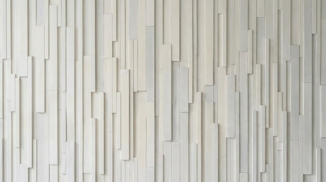 A softly colored abstract architectural wall features repeating vertical lines in delicate shades of white and pale blush pink tones