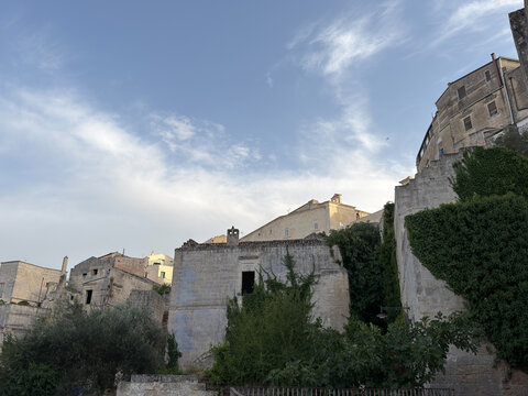 Stunning panoramic view of the historic Sassi di Matera, an ancient cave town and UNESCO World Heritage Site in the region of Basilicata, southern Italy. Traditional stone houses