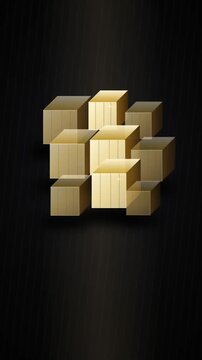 Light sweep revealing golden pyrite crystal cubes on dark stone one by one