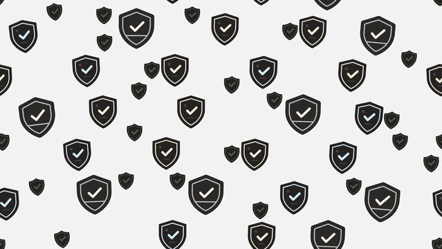 Pattern of shield icons with checkmarks