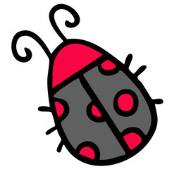 Hand drawn ladybug illustration for animal, insect, decorations, spring time, summer, picnic, park, home yard, stickers, blossom, blooming, patch, fabric, brooch, nature, garden, camping, campfire © PPCREATIVES