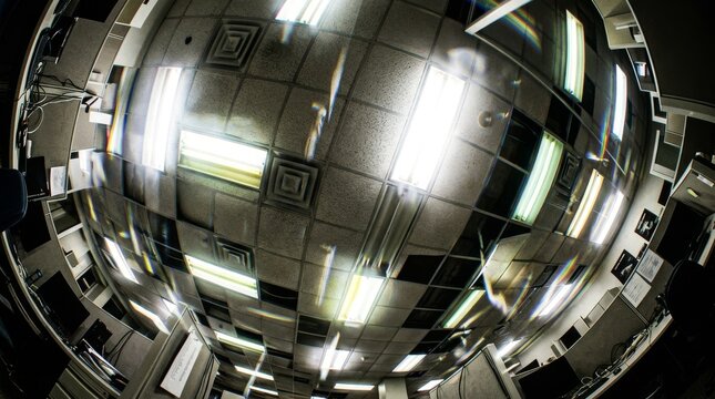 Industrial Mirrored Surface Reflective Technology Close Up.