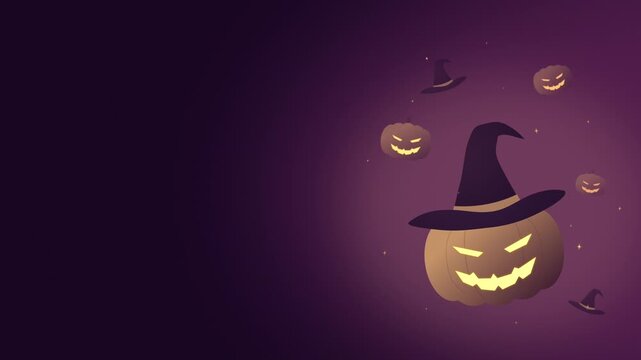 Halloween Pumpkin Background Loop with Witch Hat