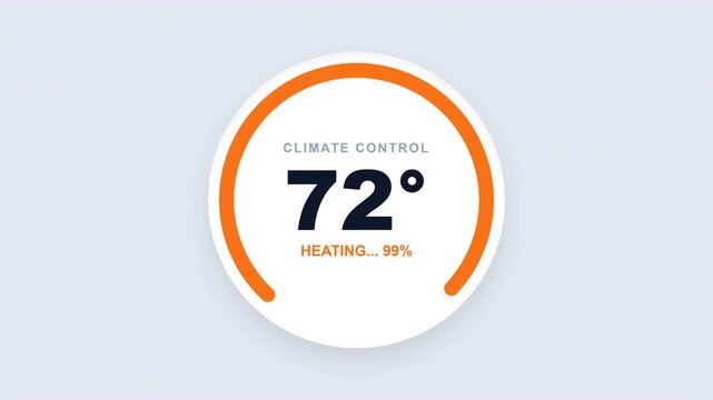 Smart home climate control thermostat dials displaying heating temperature