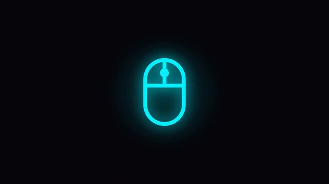 Glowing neon computer mouse icons appearing over a transparent background