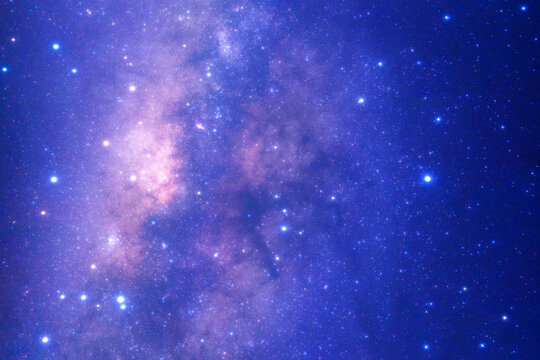 Panorama night sky space background, Starry universe in dark blue sky, Milky way galaxy with stardust field in deep universe