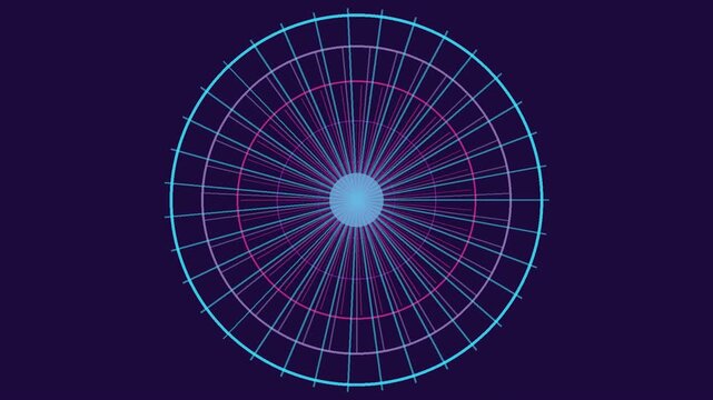 Rotating neon geometric mandala rosette seamless loop motion background