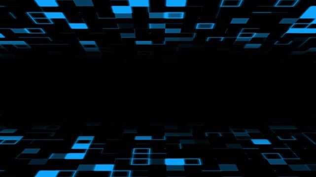 Blue neon grids looping seamlessly on tunnel tron background features futuristic depth, suitable for technology branding, presentations, websites, sci-fi designs, and wallpapers.