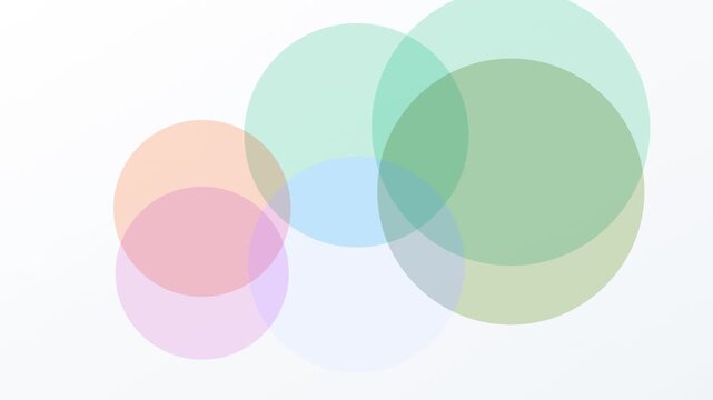 Pastel colored circles moving and overlapping smoothly against clean minimalist white background seamlessly