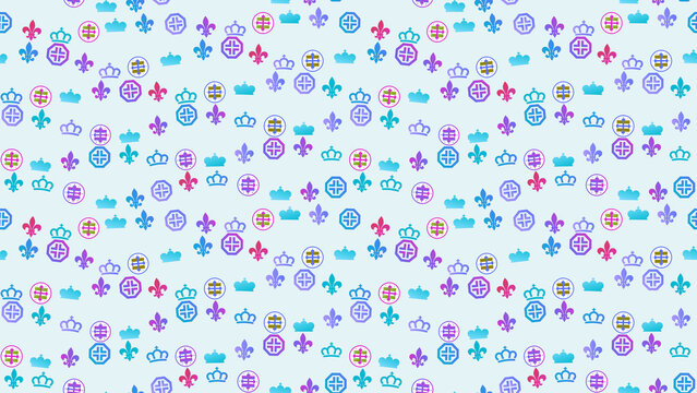 Royal symbols pattern with crowns and fleur-de-lis