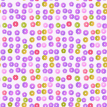 Seamless pattern of colorful octagons with stars