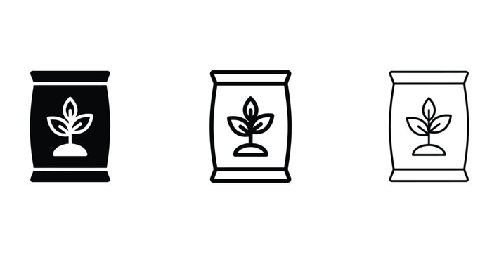 seed or fertilizer bags with plant icon graphics for agricultural or gardening design projects