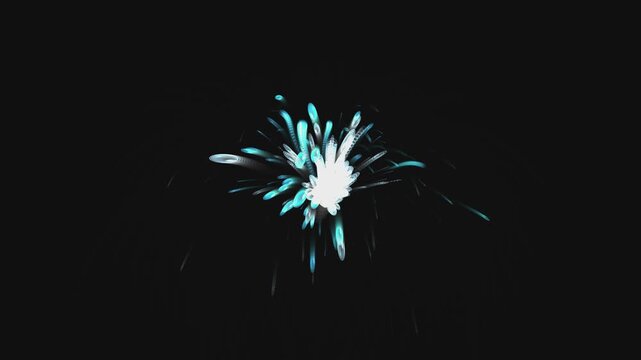 Magic Light Trail and Pyrotechnic Sparks Burst on Dark Screen
