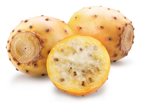 Opuntia fruits or prickly pear fruits isolated on white background. File contains clipping path.
