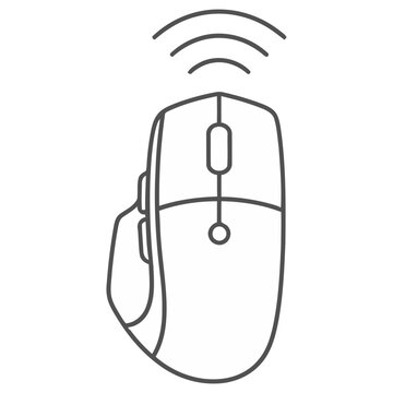 Computer mouse with wireless signal icon