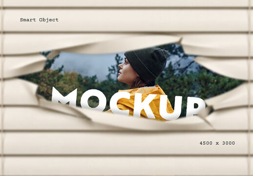 Blinds Cutout Photo Effect Mockup