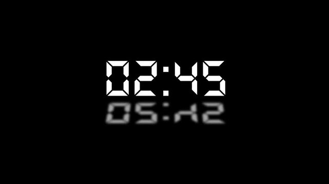 3Minute countdown animation on black background.Digital Countdown timer one minute animation from 180to0 seconds on transparent background.