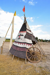 fabric camping tent with flag © Sanit