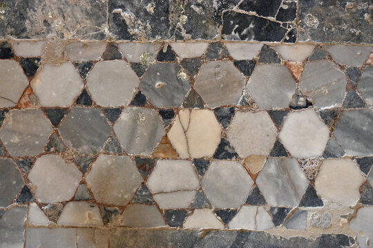 Six Point Star Marble Floor Tile Design, Close-up