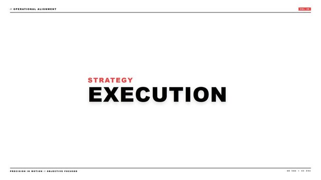Modern corporate slide showcasing bold execution text and strategic business growth concepts against white background