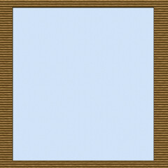 Soft powder blue paper frame with a realistic wooden border and delicate canvas texture, ideal for baby designs, nursery decor, invitations, stationery and rustic layouts. © MedReda