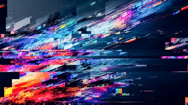 オープニングやタイトル演出に使える近未来グリッチ背景