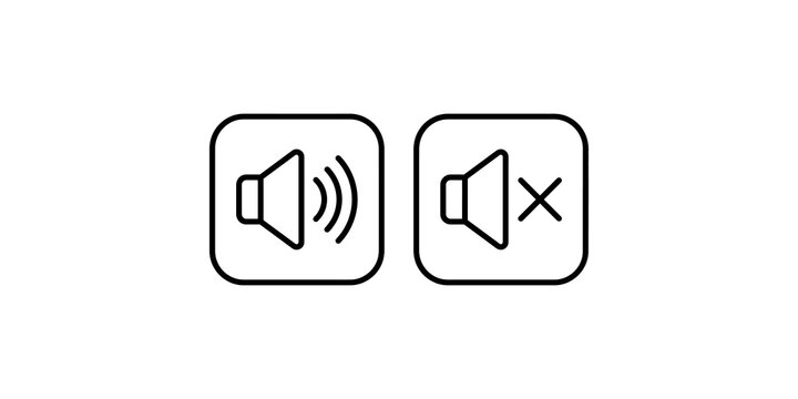 Audio interface button set with volume and mute speaker symbols.