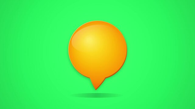 Bright Orange Speech Bubble on Green Background.