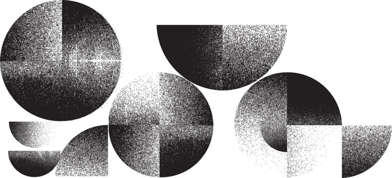 Sprayed black half circles composition .Graffiti art design . Noise textured semi circles . Spray effect .Grunge texture .Art design forms.Distressed element .Rough roller paint semicircles .Vector 