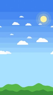 Vertical Pixel Art Sky with Clouds Retro Game Parallax Seamless Loop