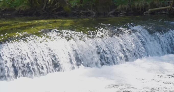 Close-Up of Cascading Waterfall on Seebach with Insects Hovering Above Water, Austria
