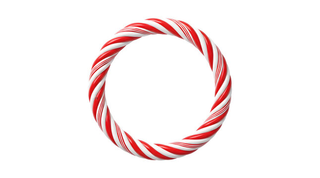 Candy cane circle frame with copy space on white background