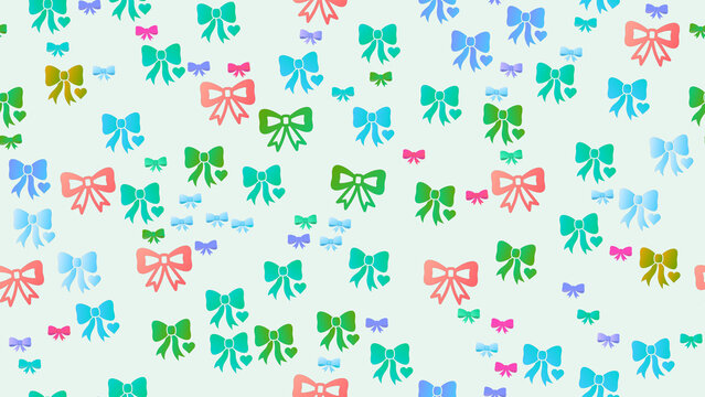 Colorful bows and hearts seamless pattern