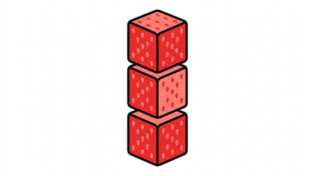 Strawberry cube stack illustration on white background