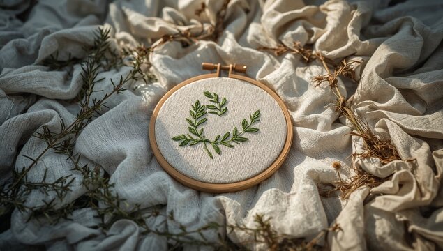Close-up of intricate embroidery on a cloth, suitable for textile or fashion designs