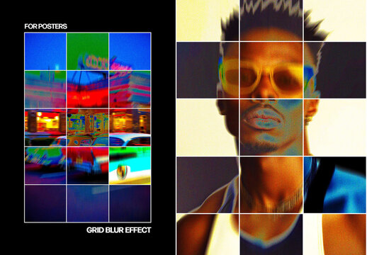 Vertical Grid Blur Effect For Poster And Print Design