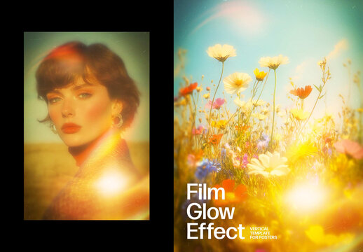 Vertical Warm Film Glow Effect For Poster And Print Design