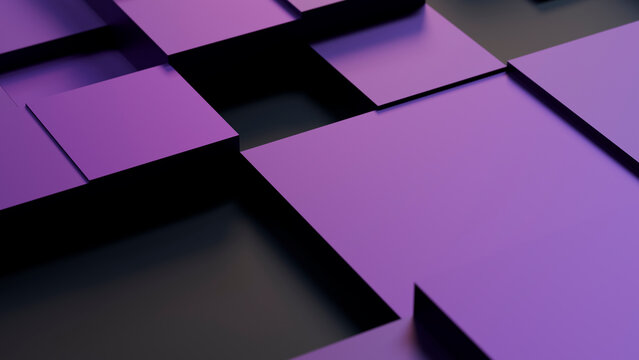 Purple 3d geometric squares abstract illustration