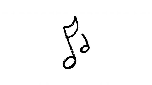 Musical Note For Songs And Audio Content Hand-Drawn Doodle Animation On Transparent Background. Music Symbol And Soundtrack Accent. Seamless Animated Icon. 4K Video Overlay Element.