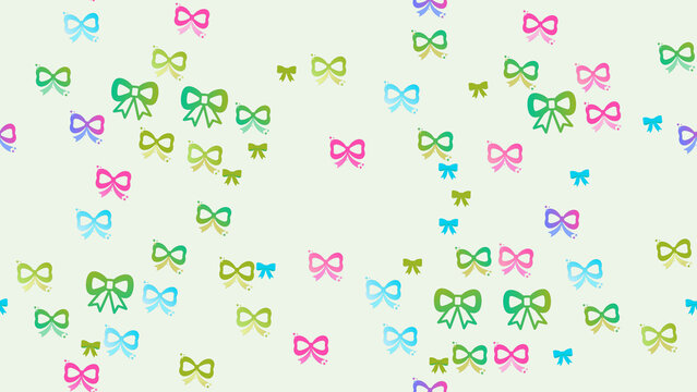Scattered gradient bows on pale background