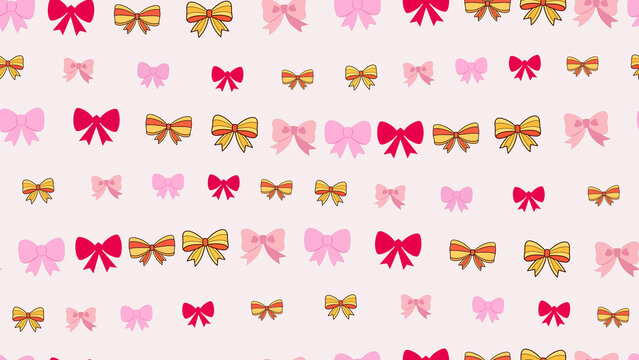 Seamless pattern of colorful bows
